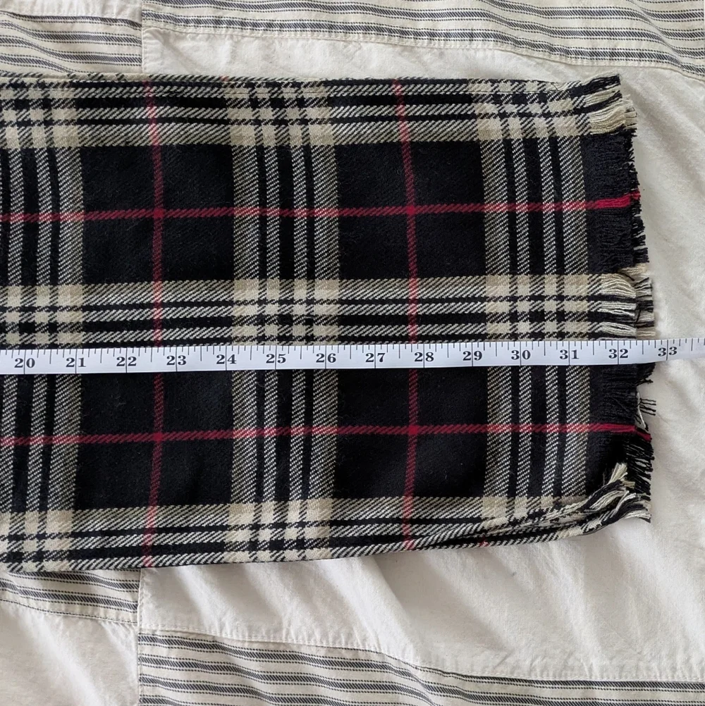 Black Cream Red Plaid Acrylic Scarf